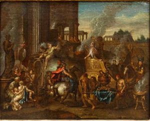 Seguace di Charles le Brun (Parigi, 1619 – 1690), Ingresso di Alessandro Magno a Babilonia